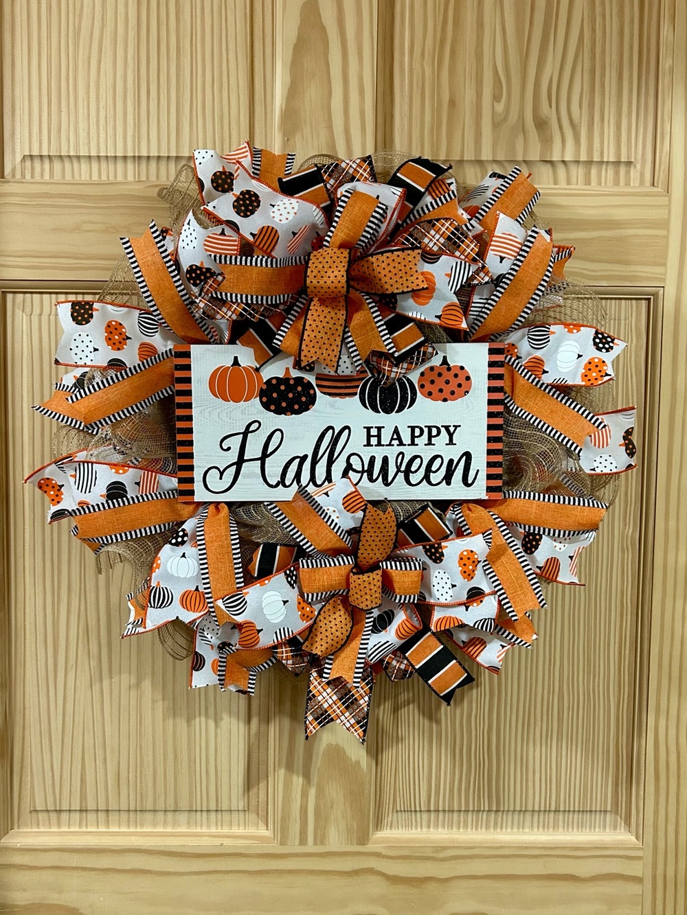 Happy Halloween Orange & Black Holiday Wreath